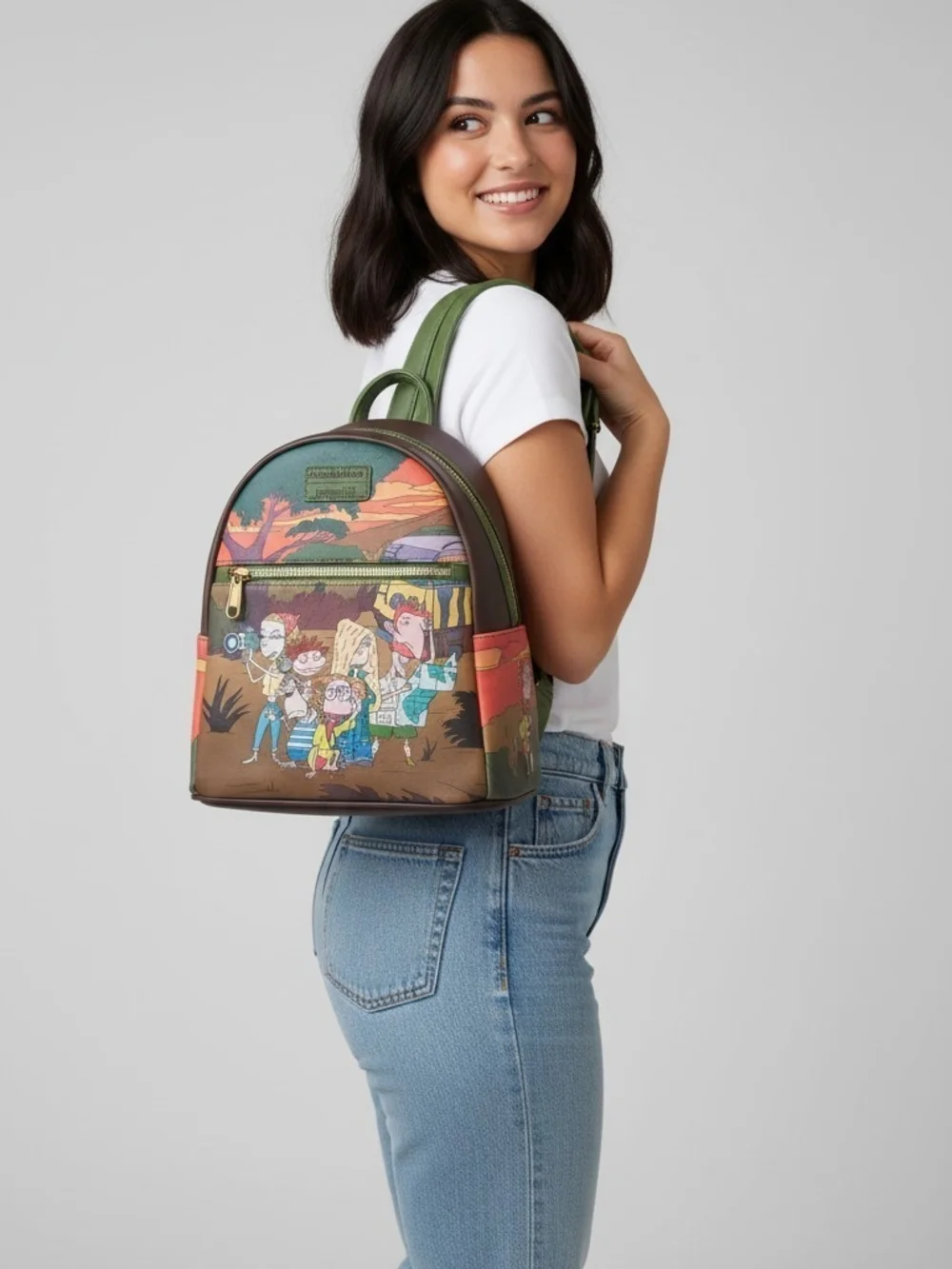 Loungefly Green Brown Rick and Morty Kids Mini Backpack